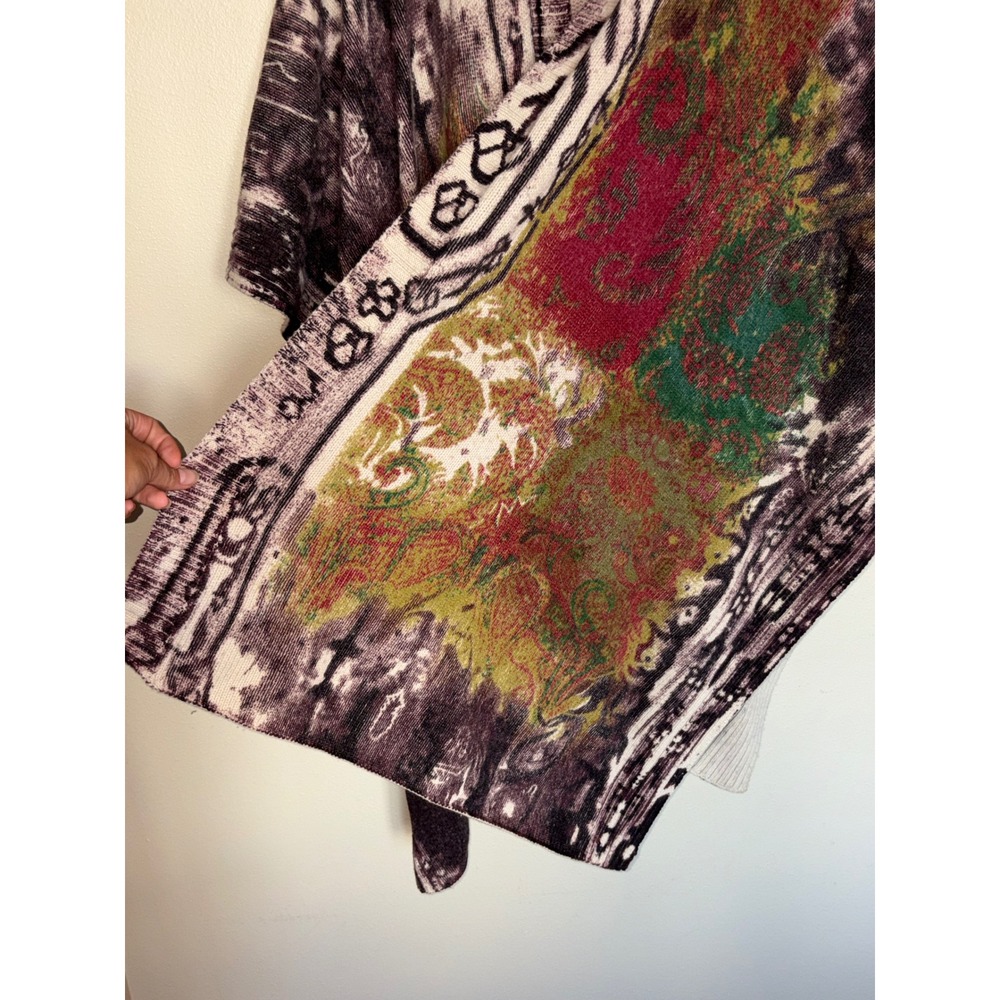 Soft Surroundings Oversized Knit Poncho Wrap Abstract Paisley Print Shawl - Picture 8 of 15